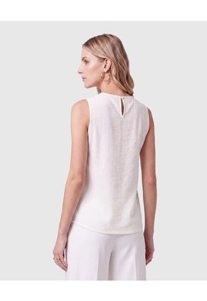 Blusa Sin Mangas Con Pliegue Para Mujer  Para Mujer Blanco Patprimo