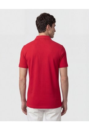 Polo Unicolor, Cuello Duro Con Bolsillo Y Silueta Regular Fit Para Hombre Rojo Patprimo