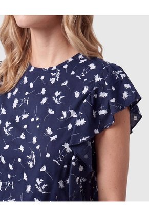 Blusa Con Volantes En Mangas Para Mujer  Para Mujer Azul Patprimo
