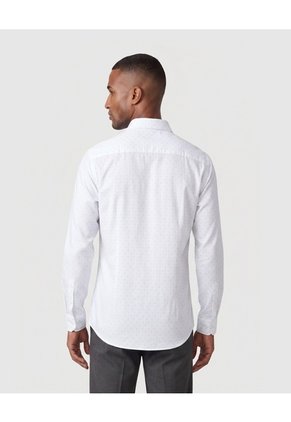 Camisa Estampada De Manga Larga Hombre  Para Hombre Blanco Patprimo