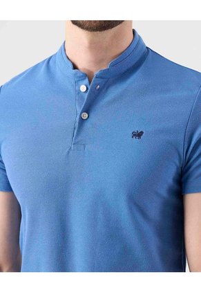 Polo Unicolor Con Bordado  Para Hombre Azul Patprimo