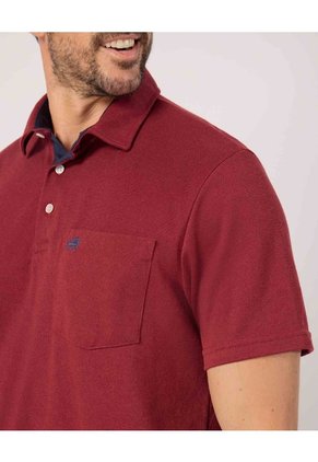 Polo Unicolor, Cuello Duro Con Bolsillo Y Silueta Regular Fit Naranja  Para Hombre Rojo Patprimo