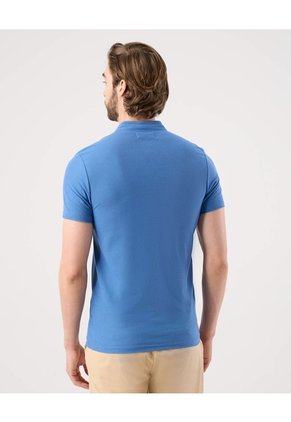 Polo Unicolor Con Bordado  Para Hombre Azul Patprimo