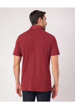 Polo Unicolor, Cuello Duro Con Bolsillo Y Silueta Regular Fit Naranja  Para Hombre Rojo Patprimo