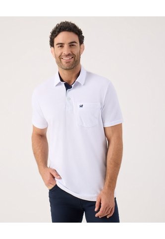 Polo Unicolor Con Bolsillo   Para Hombre Blanco Patprimo Patprimo