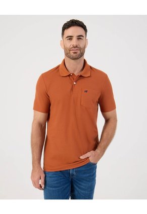 Polo Unicolor Con Bolsillo Para Hombre Naranja Patprimo