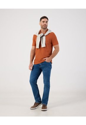 Polo Unicolor Con Bolsillo Para Hombre Naranja Patprimo