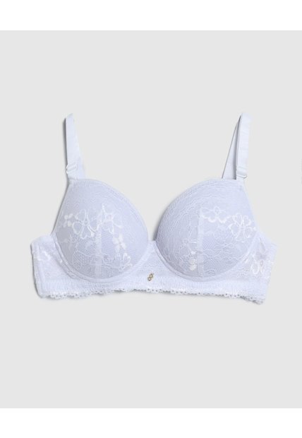 Brasier Media Copa En Encaje   Para Mujer Blanco Patprimo