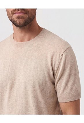 Camiseta Tejida Cuello Redondo Para Hombre Para Hombre Beige Patprimo