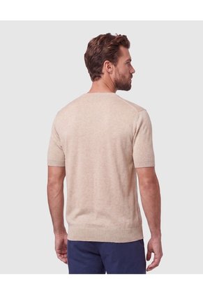 Camiseta Tejida Cuello Redondo Para Hombre Para Hombre Beige Patprimo