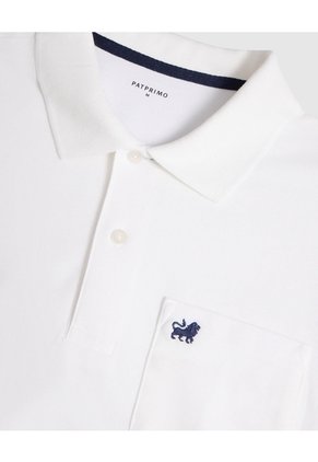 Polo Unicolor Con Bolsillo Para Hombre Blanco Patprimo