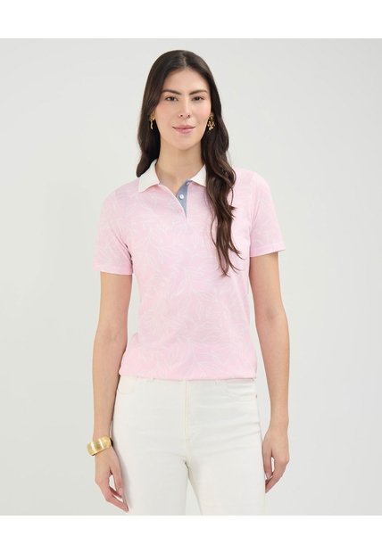 Polo Estampado Botánico  Para Mujer Rosa Patprimo