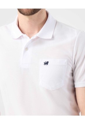 Polo Unicolor Con Bolsillo Para Hombre Blanco Patprimo