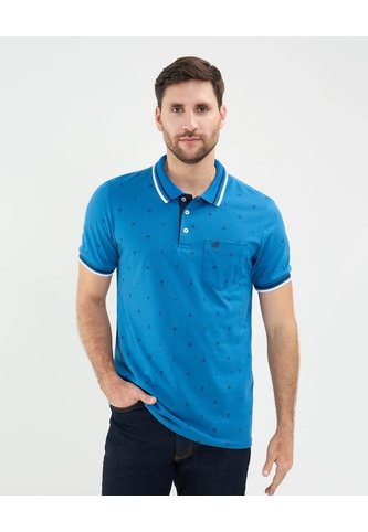 Polo Tejida Estampada  Para Hombre Azul Patprimo Patprimo