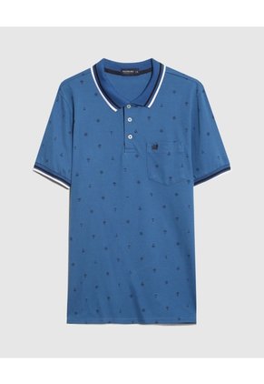 Polo Tejida Estampada  Para Hombre Azul Patprimo
