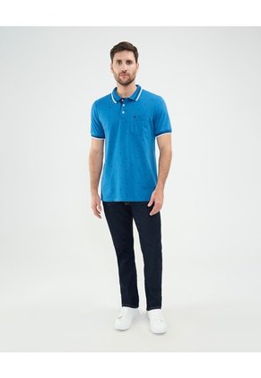Polo Tejida Estampada  Para Hombre Azul Patprimo