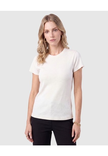 Camiseta Básica En Tejido Acanalado Para Mujer  Para Mujer Blanco Patprimo