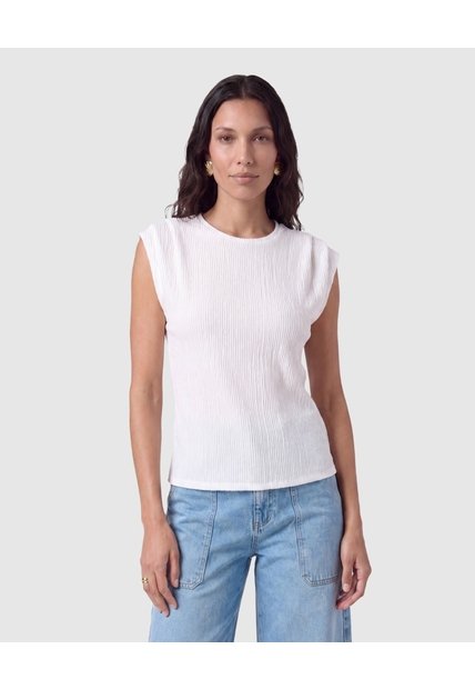 Camiseta Sin Mangas Texturizada Mujer  Para Mujer Blanco Patprimo
