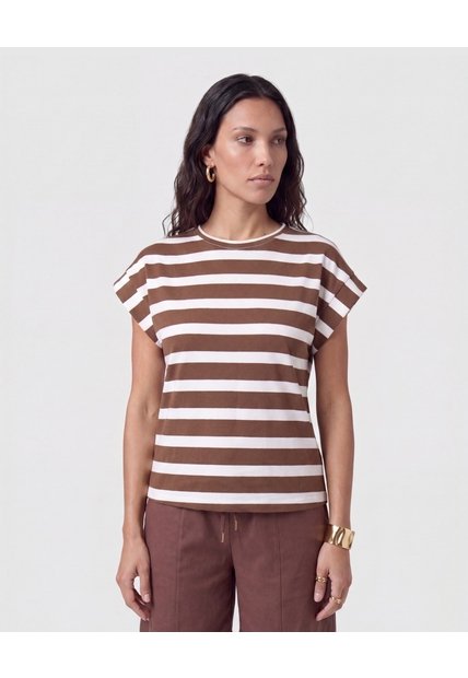 Camiseta Cuello Redondo Manga Corta Mujer  Para Mujer Café Patprimo
