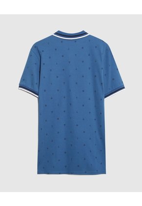Polo Tejida Estampada  Para Hombre Azul Patprimo