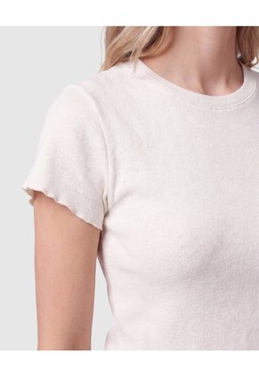 Camiseta Básica En Tejido Acanalado Para Mujer  Para Mujer Blanco Patprimo