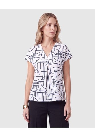 Camiseta Estampada Con Pliegue Para Mujer  Para Mujer Blanco Patprimo Patprimo