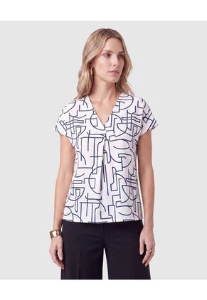 Camiseta Estampada Con Pliegue Para Mujer Para Mujer Blanco Patprimo