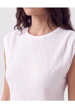 Camiseta Sin Mangas Texturizada Mujer Para Mujer Blanco Patprimo