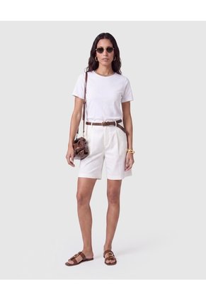 Camiseta Cuello Redondo Manga Corta Mujer  Para Mujer Blanco Patprimo