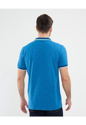 Polo Tejida Estampada  Para Hombre Azul Patprimo