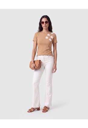 Camiseta Con Apliques En Relieve Para Mujer Para Mujer Café Patprimo
