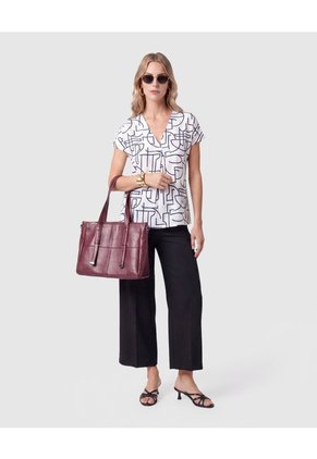 Camiseta Estampada Con Pliegue Para Mujer Para Mujer Blanco Patprimo