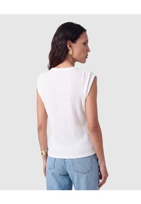 Camiseta Sin Mangas Texturizada Mujer Para Mujer Blanco Patprimo
