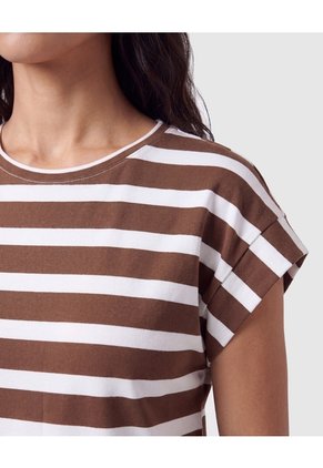 Camiseta Cuello Redondo Manga Corta Mujer Para Mujer Café Patprimo