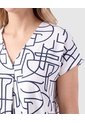Camiseta Estampada Con Pliegue Para Mujer  Para Mujer Blanco Patprimo de Patprimo