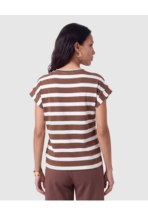 Camiseta Cuello Redondo Manga Corta Mujer Para Mujer Café Patprimo