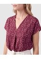 Camiseta Básica Con Mangas Texturizadas Para Mujer  Para Mujer Vino Patprimo de Patprimo