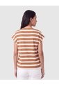 Camiseta A Rayas Con Manga Dobladillo Para Mujer  Para Mujer Café Patprimo de Patprimo