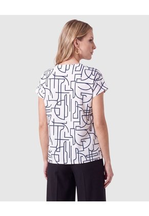 Camiseta Estampada Con Pliegue Para Mujer Para Mujer Blanco Patprimo