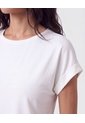 Camiseta Básica Con Manga Dobladillo Para Mujer  Para Mujer Blanco Patprimo de Patprimo