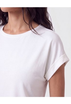Camiseta Básica Con Manga Dobladillo Para Mujer Para Mujer Blanco Patprimo