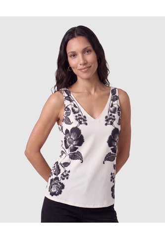 Camiseta Sin Mangas Cuello V Mujer  Para Mujer Blanco Patprimo Patprimo