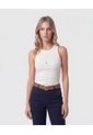 Camiseta Sin Mangas Acanalada Para Mujer  Para Mujer Blanco Patprimo de Patprimo