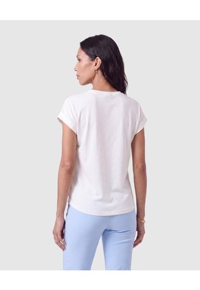 Camiseta Básica Con Manga Dobladillo Para Mujer Para Mujer Blanco Patprimo