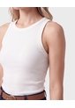 Camiseta Sin Mangas Acanalada Para Mujer  Para Mujer Blanco Patprimo de Patprimo