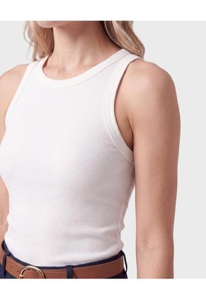 Camiseta Sin Mangas Acanalada Para Mujer Para Mujer Blanco Patprimo