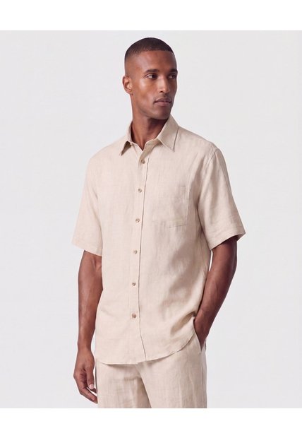 Camisa Guayabera De Manga Corta Hombre  Para Hombre Beige Patprimo