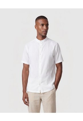 Camisa Manga Corta Unicolor Para Hombre Para Hombre Blanco Patprimo