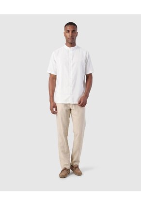 Camisa Manga Corta Unicolor Para Hombre Para Hombre Blanco Patprimo