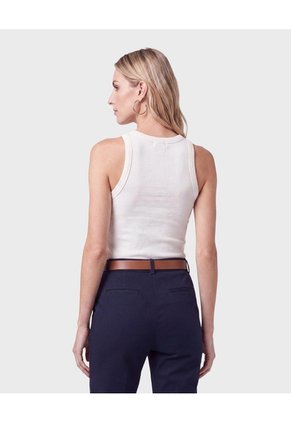 Camiseta Sin Mangas Acanalada Para Mujer Para Mujer Blanco Patprimo